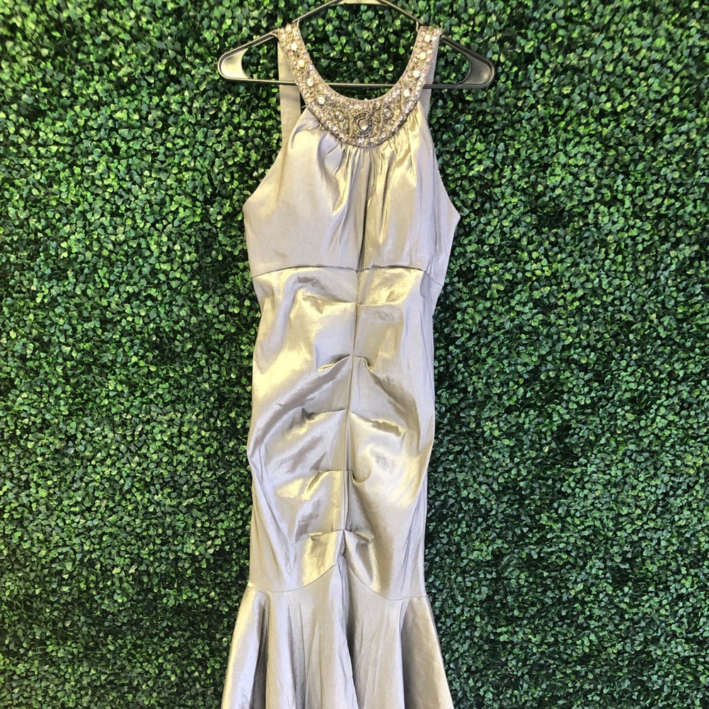 Silver , beaded elegant dress